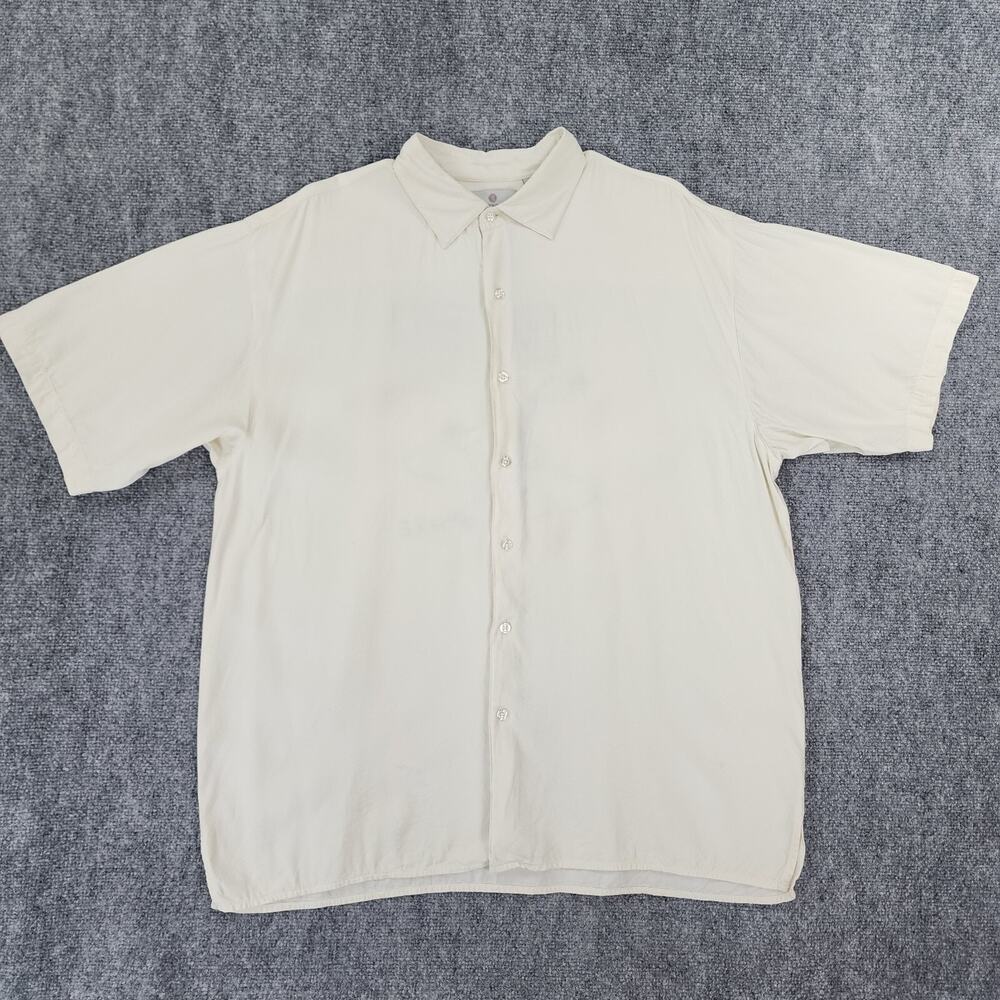 Bobby Chan Shirt Mens Large Cream Silk Bamboo Tropical Bar 19th Hole Casual Golf - Picture 2 of 16
